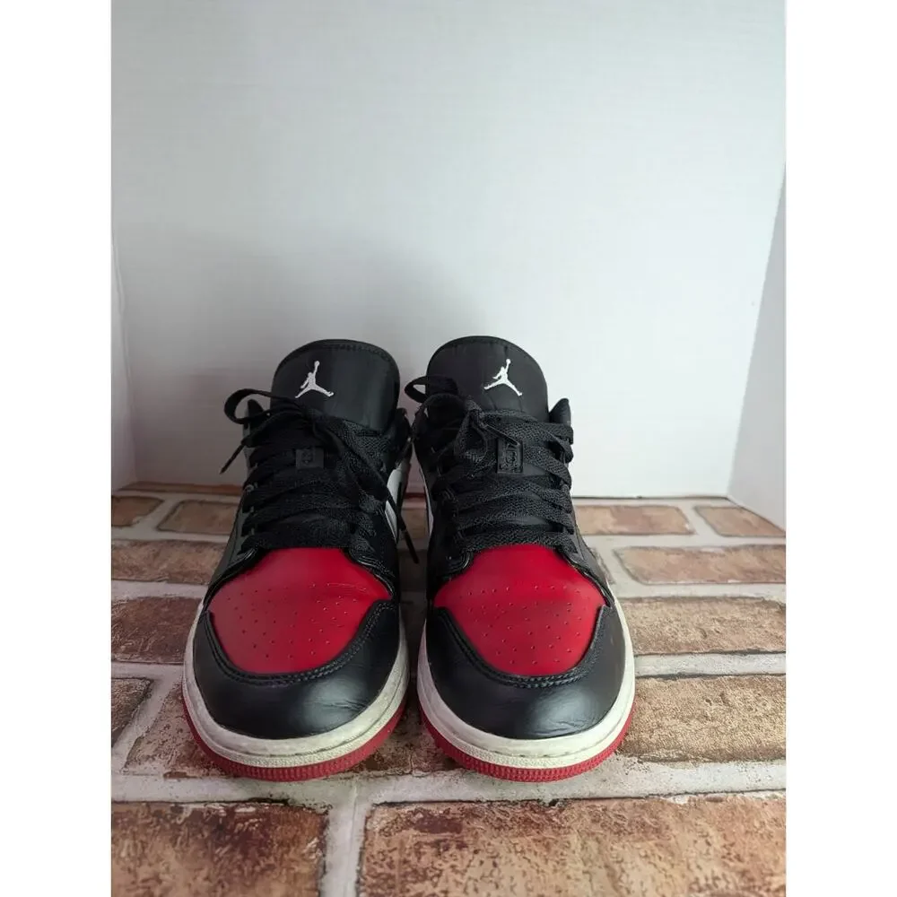 Jordan Air Jordan 1 Low Bred Toe Black Red White Men's Athletic Sneakers Size 9